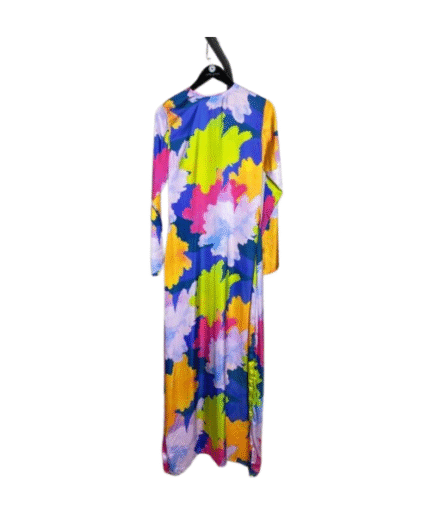 Multicolor Satin Long Sleeve Maxi Lemon