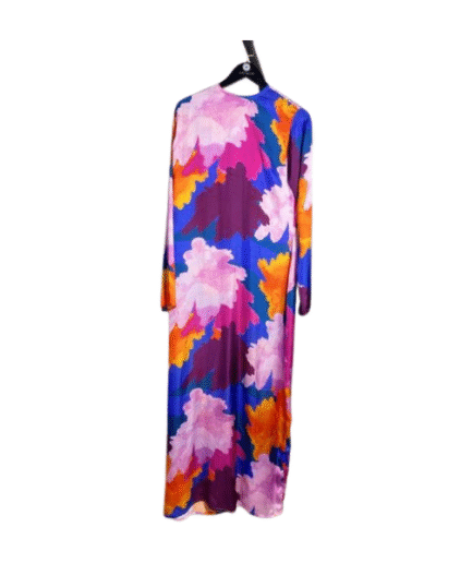 Multicolor Satin Long Sleeve Maxi Plum